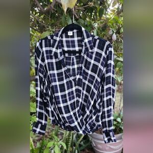GAP Black and White Checkered Blouse